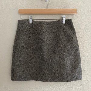 Gray Herringbone Wool Skirt Made In Korea